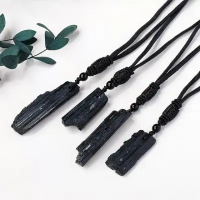 Black Tourmaline Raw Pendant 3