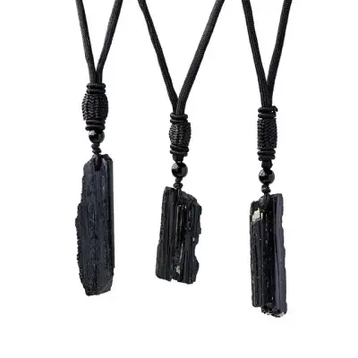 Black Tourmaline Raw Pendant 4