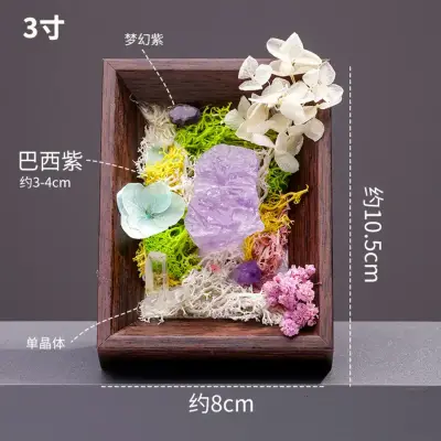 天然水晶原石永生花摆件
