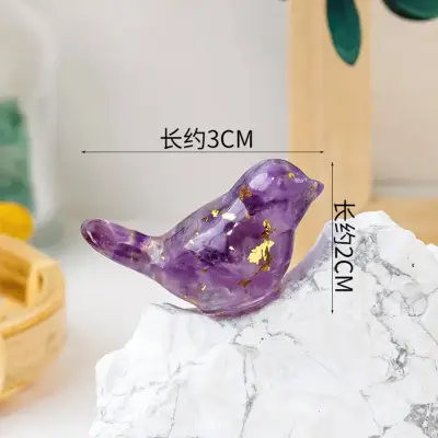 水晶碎石滴胶小鸟微景观
