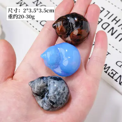 天然水晶小睡猫摆件